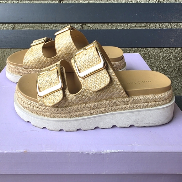 Madden Girl Mythical Slides Double-Buckle Sandals Woven Women's Sz. 6.5 - Picture 6 of 8